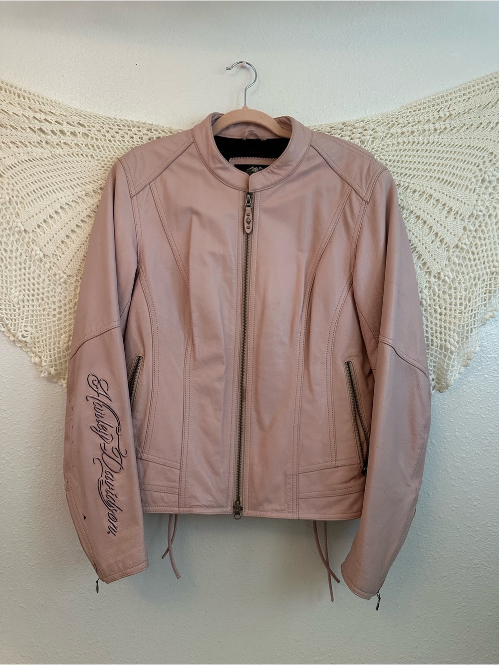 Harley-Davidson Women's Blush Pink Leather Zip Jacket
